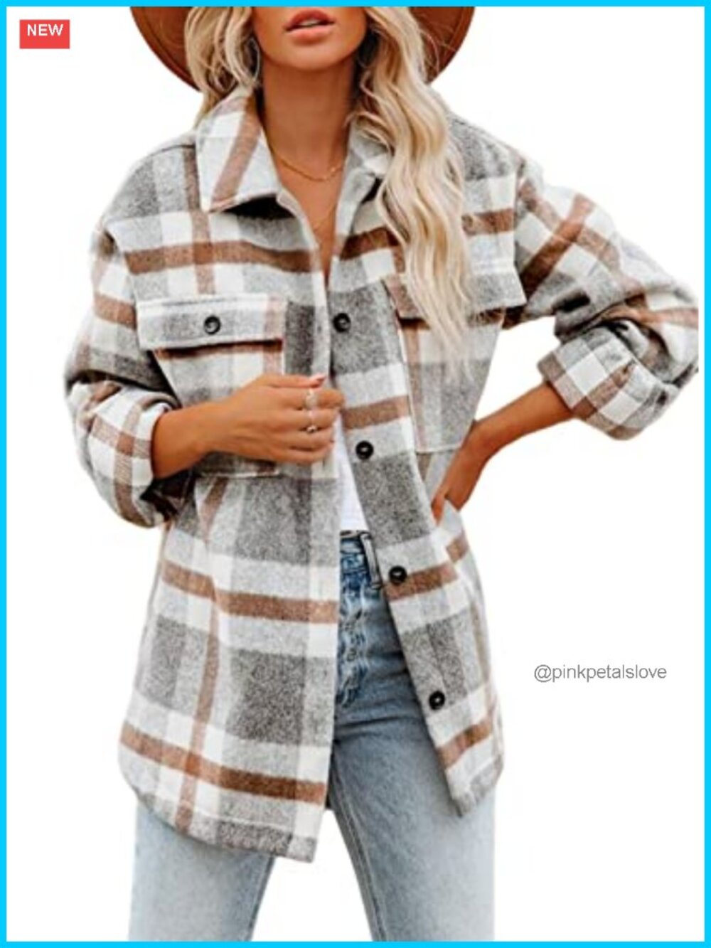 Flannel Plaid Shacket Button Down Shirt Jacket